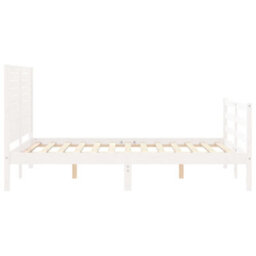Berkfield Bed Frame With Headboard White Small Double Solid Wood - thumbnail 7