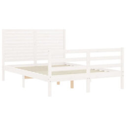 Berkfield Bed Frame With Headboard White Small Double Solid Wood - thumbnail 5