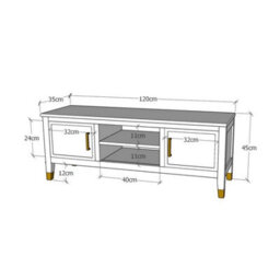 Cabinet Bits Palazzi 2 Door Tv Unit White H45 W120 D35Cm - thumbnail 6