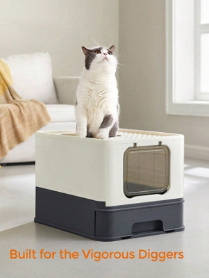 Songmics Feandrea Hidden Cat Litter Box, Cat Litter Tray With Hood, Slide-Out Tray,scoop, Brush,max. Load 15 Kg,anti-Tracking, Anti-Leaking - image 1