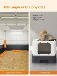 Songmics Feandrea Hidden Cat Litter Box, Cat Litter Tray With Hood, Slide-Out Tray,scoop, Brush,max. Load 15 Kg,anti-Tracking, Anti-Leaking - thumbnail 4