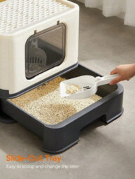 Songmics Feandrea Hidden Cat Litter Box, Cat Litter Tray With Hood, Slide-Out Tray,scoop, Brush,max. Load 15 Kg,anti-Tracking, Anti-Leaking - thumbnail 3