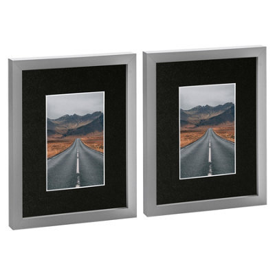"Nicola Spring Photo Frames With 4"" X 6"" Mount - 8"" X 10"" - Grey/black - Pack Of 2" - image 1