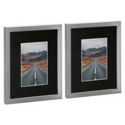 "Nicola Spring Photo Frames With 4"" X 6"" Mount - 8"" X 10"" - Grey/black - Pack Of 2" - thumbnail 1