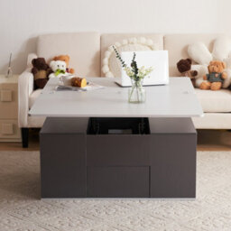 Btm Grey Lifttop Coffee Table With Storage, 2 Drawers, Sofa Tea Table For Living Room, 100X51X47Cm - thumbnail 7