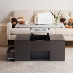 Btm Grey Lifttop Coffee Table With Storage, 2 Drawers, Sofa Tea Table For Living Room, 100X51X47Cm - thumbnail 6