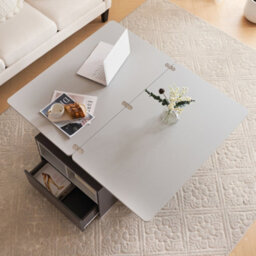 Btm Grey Lifttop Coffee Table With Storage, 2 Drawers, Sofa Tea Table For Living Room, 100X51X47Cm - thumbnail 5