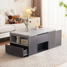 Btm Grey Lifttop Coffee Table With Storage, 2 Drawers, Sofa Tea Table For Living Room, 100X51X47Cm - thumbnail 4