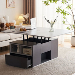 Btm Grey Lifttop Coffee Table With Storage, 2 Drawers, Sofa Tea Table For Living Room, 100X51X47Cm - thumbnail 1