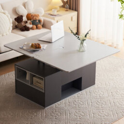 Btm Grey Lifttop Coffee Table With Storage, 2 Drawers, Sofa Tea Table For Living Room, 100X51X47Cm - thumbnail 8