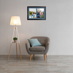 AK Frames 20X14 Matte Black Modern Multi Photo Frame With Pompadour Mount - Holds 2 Apertures (2X) A4 Photos - thumbnail 3