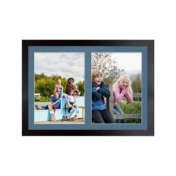 AK Frames 20X14 Matte Black Modern Multi Photo Frame With Pompadour Mount - Holds 2 Apertures (2X) A4 Photos - thumbnail 1