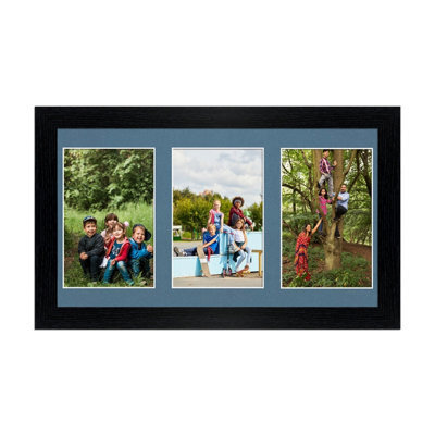 AK Frames 40X20Cm Black Modern Multi Photo Frame With Pompadour Mount - Holds 3 Apertures (3X) 6X4 Photos - image 1