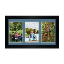 AK Frames 40X20Cm Black Modern Multi Photo Frame With Pompadour Mount - Holds 3 Apertures (3X) 6X4 Photos - thumbnail 1