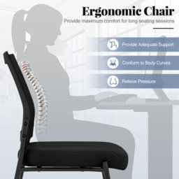 Costway Set Of 2 Armless Reception Chairs Stackable Office Guest Chairs With Mesh Back - thumbnail 6