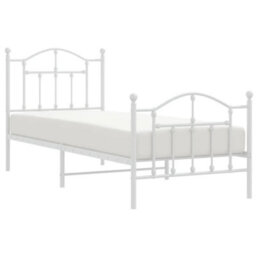 Berkfield Metal Bed Frame With Headboard And Footboard White 90X190 Cm - thumbnail 3
