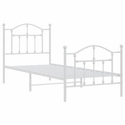 Berkfield Metal Bed Frame With Headboard And Footboard White 90X190 Cm - thumbnail 4