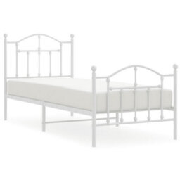 Berkfield Metal Bed Frame With Headboard And Footboard White 90X190 Cm - thumbnail 2
