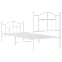 Berkfield Metal Bed Frame With Headboard And Footboard White 90X190 Cm - thumbnail 7