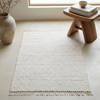 Garden Greatness Ecru Hand Woven Cotton Project Rug - image 1