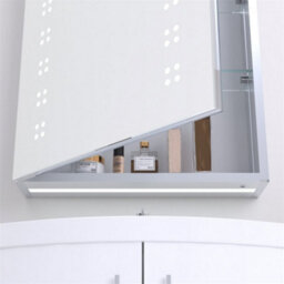 Clifton Bathroom Cabinet Wall Mirror - Rectangular 700 X 500mm - Led Light Wall Mirror Cabinet (Dots) - Demister Pad - thumbnail 4