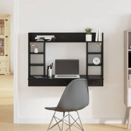 Berkfield Wall-Mounted Desk Black Oak 105X48X75 Cm Engineered Wood - thumbnail 1