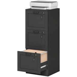 Black & 3Drawers Filing Cabinet, Lockable File Cabinet For A4, Letter - thumbnail 1