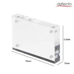Deflecto Yearntree Deflecto 15mm Magnetic Double Sided Display Block Photo Frame, Clear, Transparent, Picture Display, Business Card Size - thumbnail 3