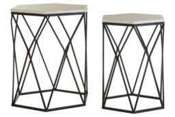 Orsina Industrial Design Set Of Two Hexagonal Side Tables, Versatile Table For Livingroom, Everyday Use Lounge Table - thumbnail 4