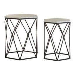 Orsina Industrial Design Set Of Two Hexagonal Side Tables, Versatile Table For Livingroom, Everyday Use Lounge Table - thumbnail 1