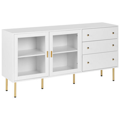 Beliani Glass Display Sideboard Milora 160 Cm White - image 1