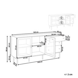 Beliani Glass Display Sideboard Milora 160 Cm White - thumbnail 3