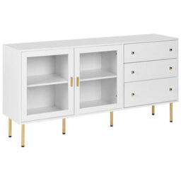Beliani Glass Display Sideboard Milora 160 Cm White