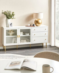 Beliani Glass Display Sideboard Milora 160 Cm White - thumbnail 2