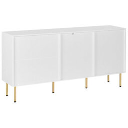 Beliani Glass Display Sideboard Milora 160 Cm White - thumbnail 6