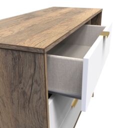 Linear Ready Assembled White Oak Effect Media Unit With 2 Shelves & 3 Drawers, (H)97Cm X (W)74Cm X (D)39.5Cm - thumbnail 5