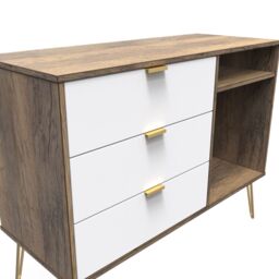 Linear Ready Assembled White Oak Effect Media Unit With 2 Shelves & 3 Drawers, (H)97Cm X (W)74Cm X (D)39.5Cm - thumbnail 3