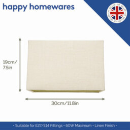 Happy Homewares Contemporary And Sleek Cream Linen Fabric Rectangular Lamp Shade 60W Maximum - thumbnail 5