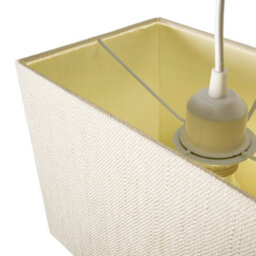 Happy Homewares Contemporary And Sleek Cream Linen Fabric Rectangular Lamp Shade 60W Maximum - thumbnail 3