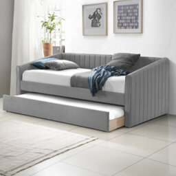 Sanderson Grey Upholstered Single 3Ft Day Bed Including Underbed Trundle - thumbnail 1