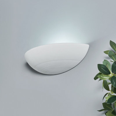 Litecraft Ceramic Ribbed Uplighter Ivory Wall Light - image 1