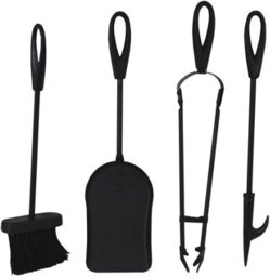 Trendi Black Fireside Companion Set Five Piece Set With Loop Tops  Perfect For All Rooms & Fireplace Settings - thumbnail 6