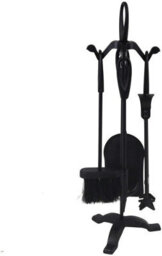 Trendi Black Fireside Companion Set Five Piece Set With Loop Tops  Perfect For All Rooms & Fireplace Settings