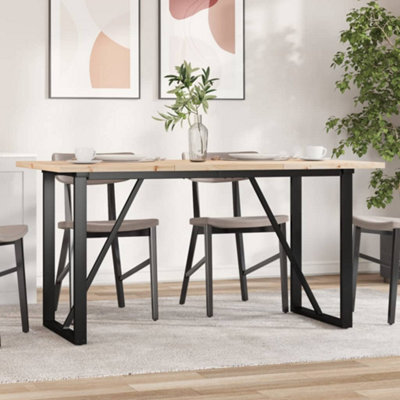 Walplus Dining Table O-Frame 140X80X75.5 Cm Solid Wood Pine And Steel - image 1