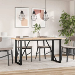 Walplus Dining Table O-Frame 140X80X75.5 Cm Solid Wood Pine And Steel - thumbnail 3