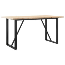 Walplus Dining Table O-Frame 140X80X75.5 Cm Solid Wood Pine And Steel - thumbnail 2