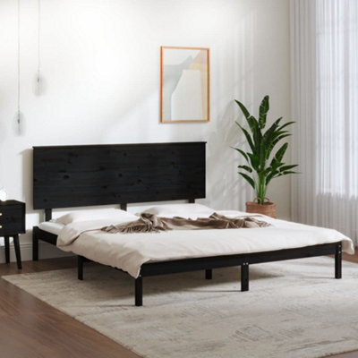 Berkfield Bed Frame Black Solid Wood Pine 200X200 Cm - image 1