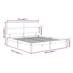Berkfield Bed Frame Black Solid Wood Pine 200X200 Cm - thumbnail 6