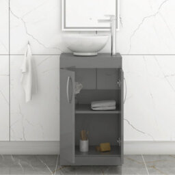 Royal Bathrooms 500mm Floor Standing Vanity Unit 2 Door Indigo Grey Gloss & Countertop Basin - Breeze - thumbnail 3