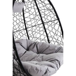 Orsina Double Black Hanging Chair, Plush Comfort Bedroom Chair, Stable And Sturdy Indoor Chair With Grey Cusions - thumbnail 6